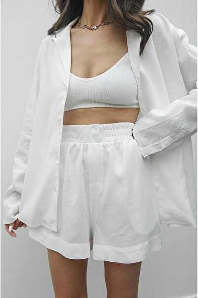 Havoş White Fabian Shirt Shorts Set