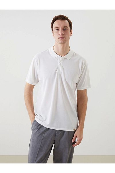 LC Waikiki Lc waiki eco ecru polo collar short sleeve men's t-shirt