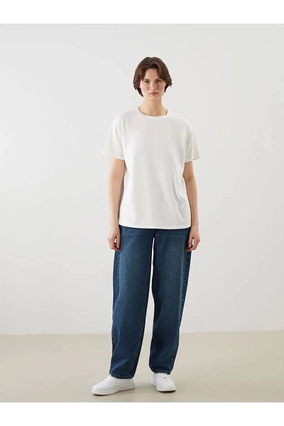 LC Waikiki Lc Waiki Classic Ecru Crew Neck Women's T-Shirt