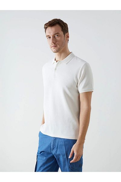 LC Waikiki Lc waiki eco ecru polo collar short sleeve men's t-shirt