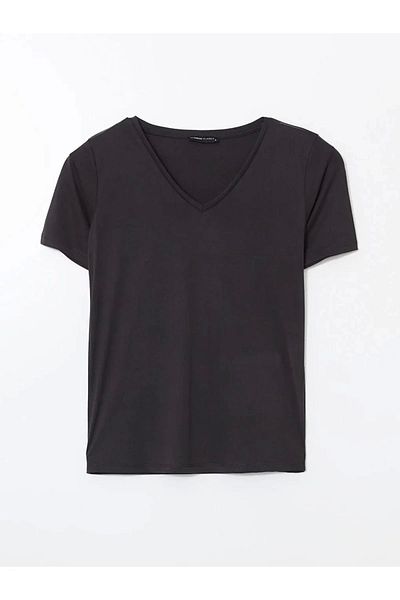 LC Waikiki Lc Waiki Classic Black V-Neck Women's T-Shirt