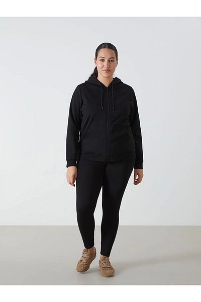 LC Waikiki Lc Waiki Basic Hooded Plain Long Sleeve Women's Zip Sweatshirt