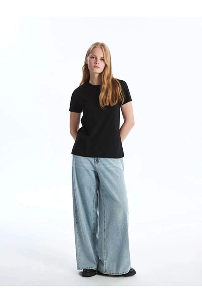 LC Waikiki Lc Waiki Vision New Black Crew Neck Plain Short Sleeve Women's T-Shirt