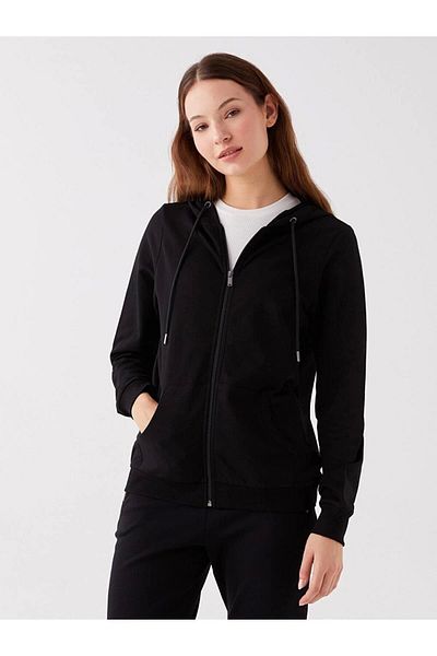 LC Waikiki Lc Waiki Basic Hooded Plain Long Sleeve Women's Zip Sweatshirt