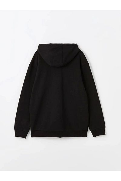 LC Waikiki Lc Waiki Casual New Black Hooded Long Sleeve Men's Zip Sweatshirt