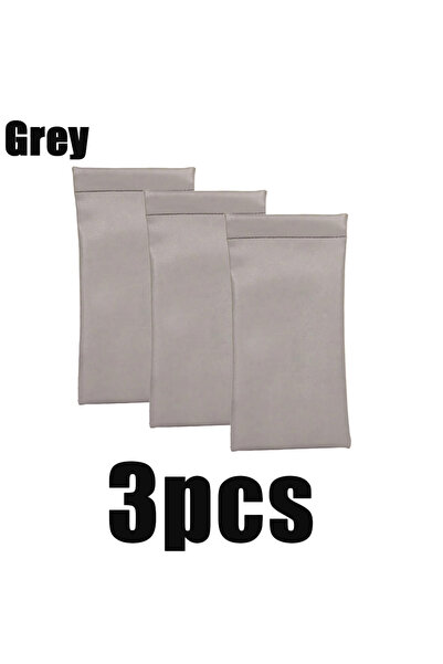 Choice6 3pcs Grey 1/3pcs Leather Glasses Storage Bag Soft Pu Waterproof Sungl...