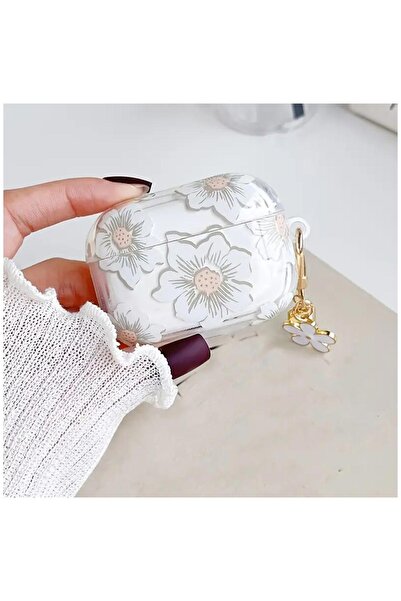 Zebana ZB-AP6 Airpods Pro 2 Çiçek Desenli Şeffaf Silikon Kılıf (Aksesuar Dahi...