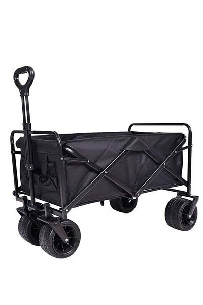 Saharaz Multifunctional foldable camping cart,600D Oxford cloth,all-terrain wheels,adjustable handle,black