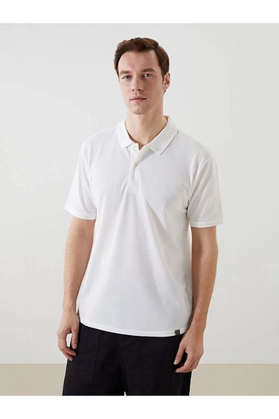LC Waikiki Lc waiki eco ecru polo collar short sleeve men's t-shirt