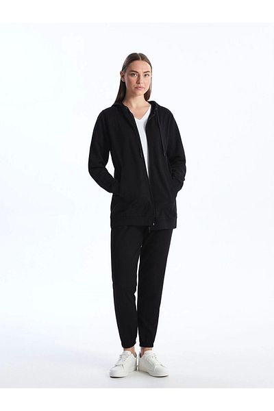 LC Waikiki Lcwaikikii Hooded Plain Long Sleeve Women's Zip Sweatshirt