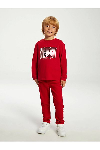 LC Waikiki Lc Waiki Kids Red Crew Neck Long Sleeve Ataturk Printed T-Shirt