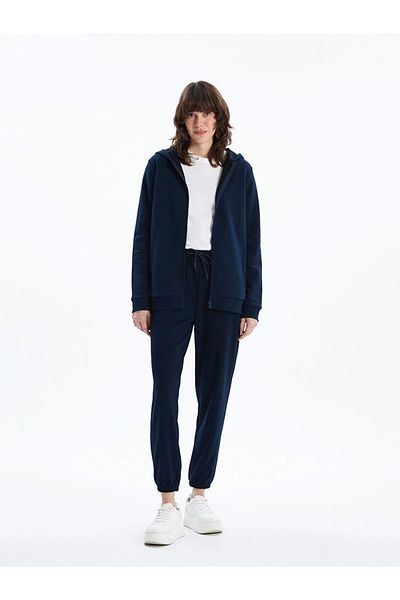 LC Waikiki Lc Waiki Basic Navy Blue Hooded Women's Thick Zippered Sweatshirt