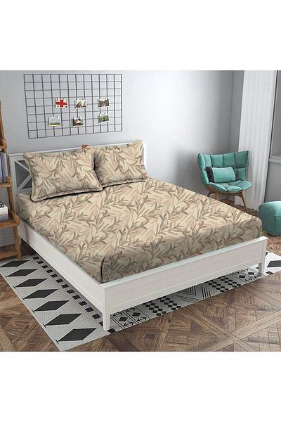 Danube Home Albany Single Bed Fitted Sheet Set 120X200+30 Cm/50X75+15 Cm Leaf Linen | 80 Cotton; 20 Lyocell
