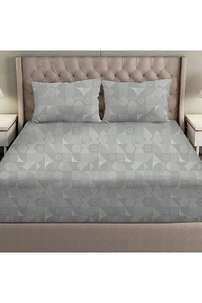 Danube Home Albany Super King Bed Fitted Sheet Set 200X200+30 Cm/50X75+15 Cm Grooves Grey|80 Cotton; 20 Lyocell
