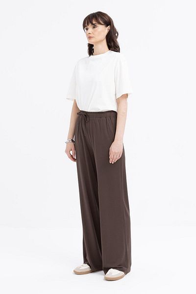 ALLDAY Coffee-Waist Lace-Up Wide Leg Sweatpants with Pockets