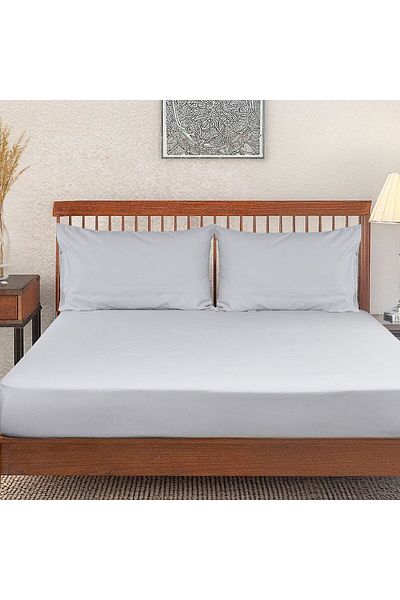 Danube Home Pearl & Coal Super King Fitted Sheet Set Grey200X200+30Cm&50X75Cm|100% Cotton Satin-800 Thread Count