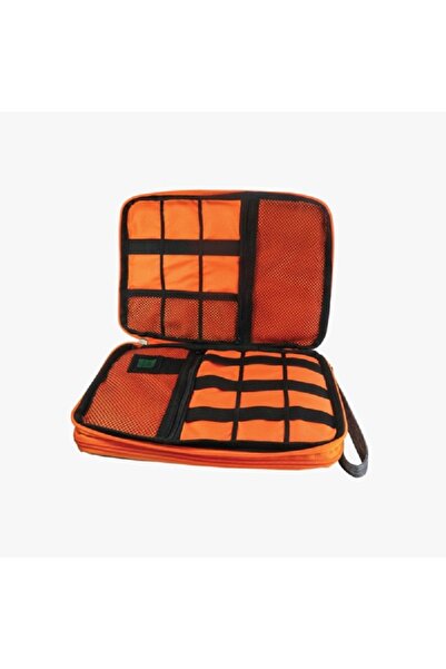 AUTOSMART حقيبة سفر مزدوجة الطبقات مقاومة للماء بسحاب للإغلاق، برتقالية وسوداء