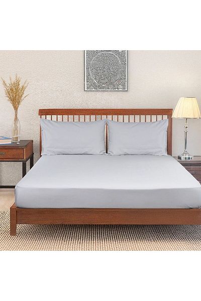 Danube Home طقم ملاءات سرير بيرل آند كول كوين المجهزة باللون الرمادي، مقاس ١٦٠ × ٢٠٠ سم + ٣٠ سم و٥٠ × ٧٥ سم | ١٠٠٪ قطن ساتان - ٨٠٠ خيط