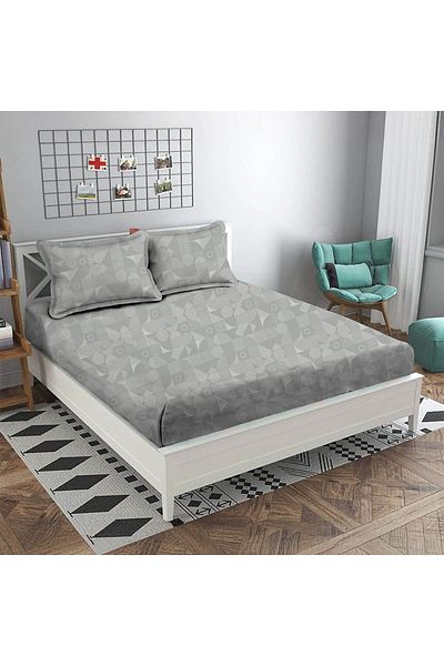 Danube Home طقم ملاءات سرير ألباني كوين المجهزة، مقاس ١٦٠×٢٠٠ سم + ٣٠ سم/٥٠×٧٥ سم + ١٥ سم، رمادي | ٨٠ قطن؛ ٢٠ ليوسيل