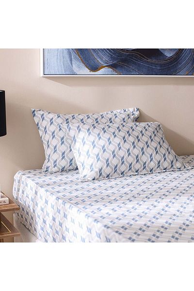 Danube Home Bliss 3 Piece King Fitted Sheet Set 180X200 Cm Lt. Blue | Cotton /Viscos-180 Thread Count