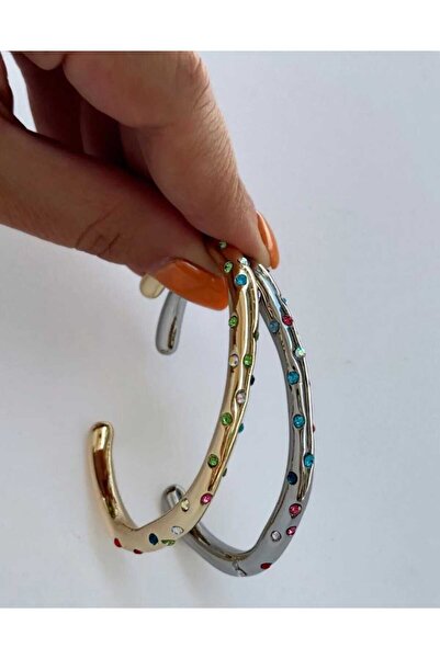 Bubbleatelier Çelik renkli taş gold kelepçe