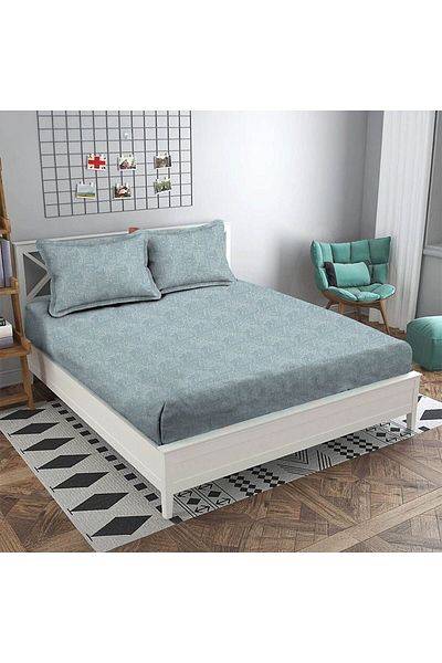Danube Home طقم ملاءات سرير فردي من ألباني، مقاس ١٢٠×٢٠٠+٣٠ سم/٥٠×٧٥+١٥ سم، أزرق ميريت | قطن ٨٠٪، ليوسيل ٢٠٪