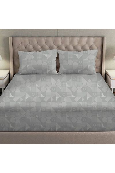 Danube Home طقم ملاءات سرير ألباني كوين المجهزة، مقاس ١٦٠×٢٠٠ سم + ٣٠ سم/٥٠×٧٥ سم + ١٥ سم، رمادي | ٨٠ قطن؛ ٢٠ ليوسيل