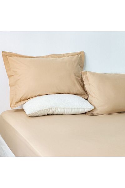 Danube Home طقم ملاءات سرير بليس كوين من القطن، 3 قطع، مقاس 160×200+35 سم، 50×75 سم - أبيض فاتح | 100% قطن - عدد الخيوط 144