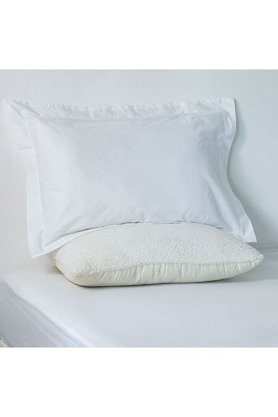 Danube Home Bliss 2 Pc Cotton Twin Fitted Sheet Set-White-120x200 + 25 cm, 50x75 cm|100% Cotton-144 Thread Count
