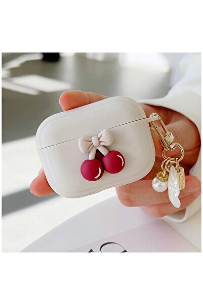 Zebana ZB-AP4 AirPods Pro 2 Uyumlu Kiraz Detaylı Kılıf Beyaz