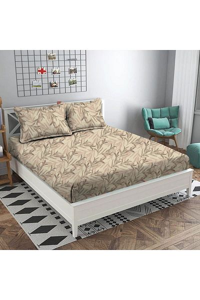 Danube Home Albany Super King Bed Fitted Sheet Set 200X200+30 Cm/50X75+15 Cm Leaf Linen | 80 Cotton; 20 Lyocell