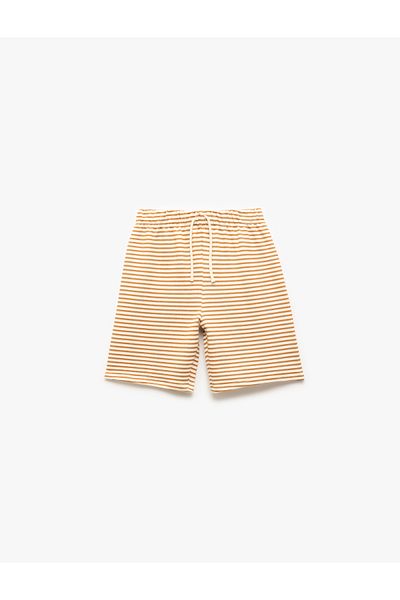Koton New Season Cotton Lace-Up Striped Shorts