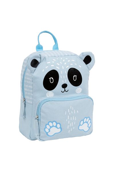 OEM Ghiozdan prescolar Derform Canvas Panda, 29x23x14cm, negru/albastru, PLC11PD