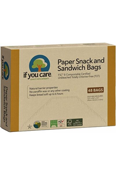 OEM Nebielené papierové vrecká na sendviče a občerstvenie, bez chlóru, kompostovateľné, 48 ks, If You Care