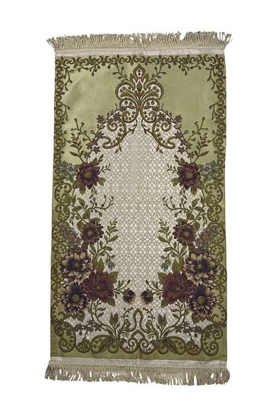 TAYBOUN Premium Lavanta Garden Prayer Mat with Rose Embroidery Accents Along the Edges