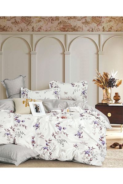 CHIRASO CHIRASO Linen, SUMMER Satin Cotton Fabric, Fitted Sheet 220x240 and Elastic 180x200, 4 Pillowcases
