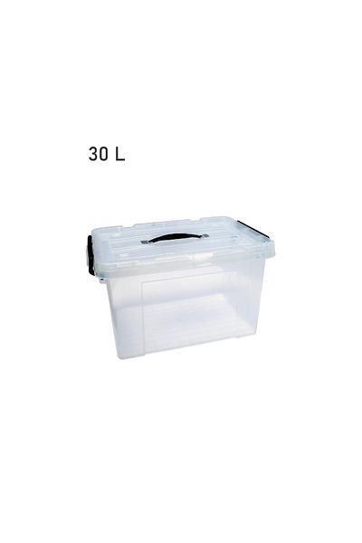 rexa Clear Plastic Storage Box with Lid – Stackable & Moisture - 30L