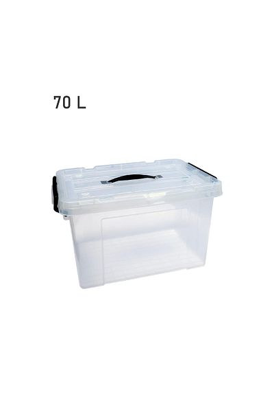 rexa Clear Plastic Storage Box with Lid – Stackable & Moisture - 70L