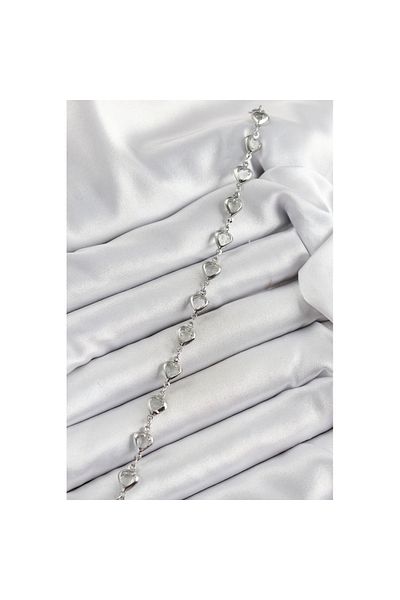 Skygo Brass Silver Color Heart Zircon Stone Women's Bracelet - Tj-Bb7054