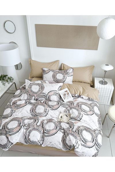 CHIRASO CHIRASO Linen, SUMMER Satin Cotton Fabric, Fitted Sheet 220x240 and Elastic 180x200, 4 Pillowcases