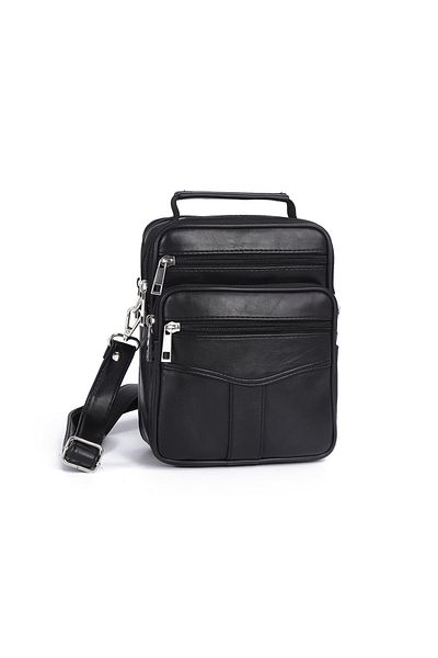 Magrot Borseta de umar si mana 22 x 17 cm din piele naturala, curea detasabila, neagra, Magrot 24030