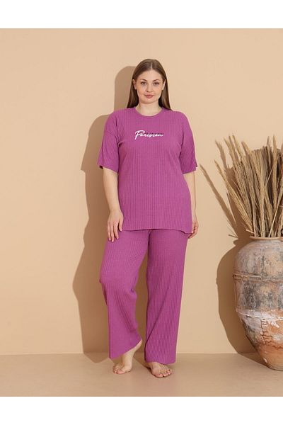 Intisimo Women's Pajamas, Cotton, Large Size, Parisien, Purple - 5xl