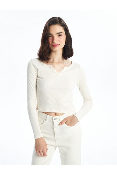 LC Waikiki Crop pentru femei cu mânecă lungă și guler înalt