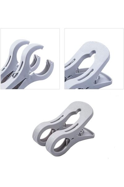 Dsplopk Set of 10 Dsplopk towel/lounger clips, plastic, blue/gray, 12.5 x 6.4 x 7.8 x 6 cm