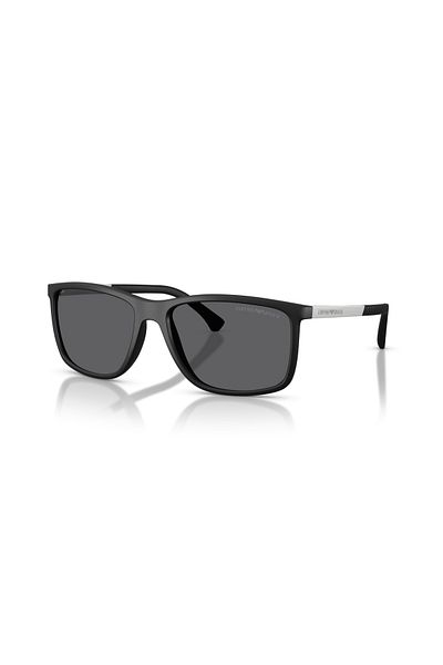 Emporio Armani نظارة شمسية مستطيلة للرجال - Ea 4058 - مقاس العدسة: 58 مم - مطاط أسود