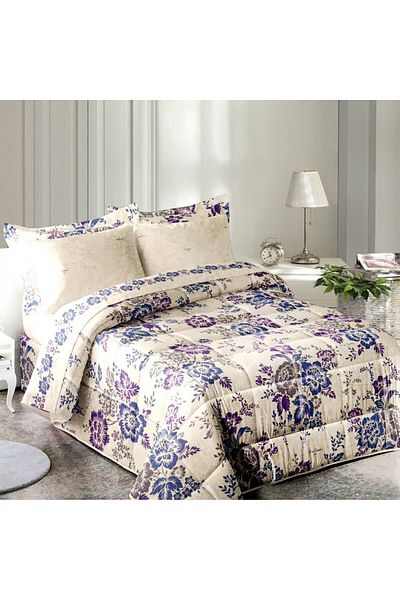 Pierre Cardin Loira Luxury 6-Piece Single Duvet Set in Floral Blue, Made in Spain