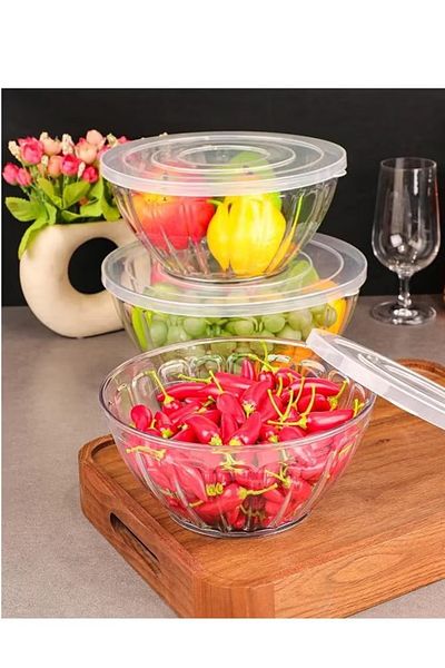 rexa A set of Plastic Containers for Food and Vegetables Camping Consisting of 3 Pieces