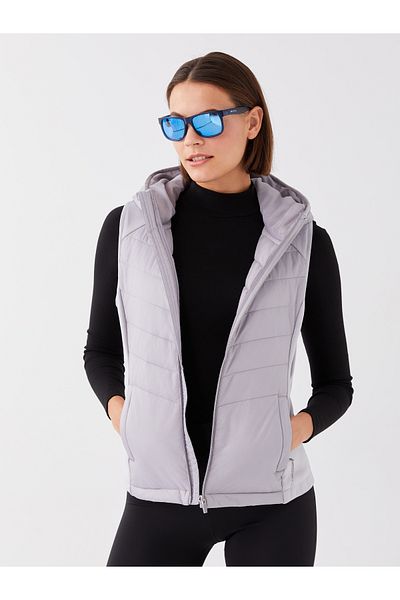 LC Waikiki Hooded Reflector Printed Women's Inflatable Vest