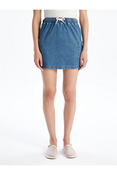 LC Waikiki Women's Jeans Skirt with Elastic Waist