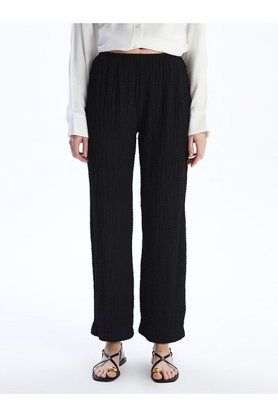 LC Waikiki Pantaloni de damă texturați cu talie elastică